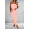 imagePRETTYGARDEN Womens Summer Bodycon Maxi Tube Dress Ribbed Strapless Side Slit Long Going Out Casual Elegant Party DressesPink