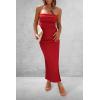 imagePRETTYGARDEN Womens Summer Bodycon Maxi Tube Dress Ribbed Strapless Side Slit Long Going Out Casual Elegant Party DressesRed