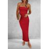 imagePRETTYGARDEN Womens Summer Bodycon Maxi Tube Dress Ribbed Strapless Side Slit Long Going Out Casual Elegant Party DressesRed