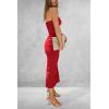 imagePRETTYGARDEN Womens Summer Bodycon Maxi Tube Dress Ribbed Strapless Side Slit Long Going Out Casual Elegant Party DressesRed