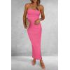 imagePRETTYGARDEN Womens Summer Bodycon Maxi Tube Dress Ribbed Strapless Side Slit Long Going Out Casual Elegant Party DressesRose Pink