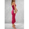 imagePRETTYGARDEN Womens Summer Bodycon Maxi Tube Dress Ribbed Strapless Side Slit Long Going Out Casual Elegant Party DressesRose Red