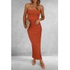 imagePRETTYGARDEN Womens Summer Bodycon Maxi Tube Dress Ribbed Strapless Side Slit Long Going Out Casual Elegant Party DressesRust Red