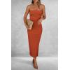 imagePRETTYGARDEN Womens Summer Bodycon Maxi Tube Dress Ribbed Strapless Side Slit Long Going Out Casual Elegant Party DressesRust Red
