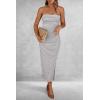 imagePRETTYGARDEN Womens Summer Bodycon Maxi Tube Dress Ribbed Strapless Side Slit Long Going Out Casual Elegant Party DressesStriped Light Grey White