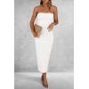 imagePRETTYGARDEN Womens Summer Bodycon Maxi Tube Dress Ribbed Strapless Side Slit Long Going Out Casual Elegant Party DressesWhite