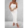 imagePRETTYGARDEN Womens Summer Bodycon Maxi Tube Dress Ribbed Strapless Side Slit Long Going Out Casual Elegant Party DressesWhite