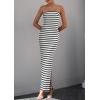 imagePRETTYGARDEN Womens Summer Bodycon Maxi Tube Dress Ribbed Strapless Side Slit Long Going Out Casual Elegant Party DressesWide Striped Black White