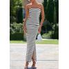 imagePRETTYGARDEN Womens Summer Bodycon Maxi Tube Dress Ribbed Strapless Side Slit Long Going Out Casual Elegant Party DressesWide Striped Black White