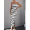 imagePRETTYGARDEN Womens Summer Bodycon Maxi Tube Dress Ribbed Strapless Side Slit Long Going Out Casual Elegant Party DressesWide Striped Black White
