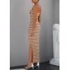 imagePRETTYGARDEN Womens Summer Bodycon Maxi Tube Dress Ribbed Strapless Side Slit Long Going Out Casual Elegant Party DressesWide Striped Brown White