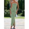 imagePRETTYGARDEN Womens Summer Bodycon Maxi Tube Dress Ribbed Strapless Side Slit Long Going Out Casual Elegant Party DressesWide Striped Green White