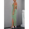 imagePRETTYGARDEN Womens Summer Bodycon Maxi Tube Dress Ribbed Strapless Side Slit Long Going Out Casual Elegant Party DressesWide Striped Green White