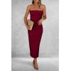 imagePRETTYGARDEN Womens Summer Bodycon Maxi Tube Dress Ribbed Strapless Side Slit Long Going Out Casual Elegant Party DressesWine Red