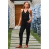 imagePRETTYGARDEN Womens Summer Casual One Piece Jumpsuits Spaghetti Strap Pants Romper 2025 Spring Vacation Resort OutfitsBlack