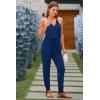 imagePRETTYGARDEN Womens Summer Casual One Piece Jumpsuits Spaghetti Strap Pants Romper 2025 Spring Vacation Resort OutfitsDark Blue