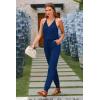 imagePRETTYGARDEN Womens Summer Casual One Piece Jumpsuits Spaghetti Strap Pants Romper 2025 Spring Vacation Resort OutfitsDark Blue
