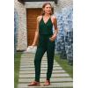 imagePRETTYGARDEN Womens Summer Casual One Piece Jumpsuits Spaghetti Strap Pants Romper 2025 Spring Vacation Resort OutfitsDark Green
