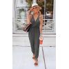 imagePRETTYGARDEN Womens Summer Casual One Piece Jumpsuits Spaghetti Strap Pants Romper 2025 Spring Vacation Resort OutfitsGrey
