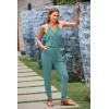 imagePRETTYGARDEN Womens Summer Casual One Piece Jumpsuits Spaghetti Strap Pants Romper 2025 Spring Vacation Resort OutfitsLight Green