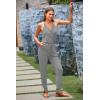 imagePRETTYGARDEN Womens Summer Casual One Piece Jumpsuits Spaghetti Strap Pants Romper 2025 Spring Vacation Resort OutfitsLight Grey