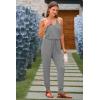 imagePRETTYGARDEN Womens Summer Casual One Piece Jumpsuits Spaghetti Strap Pants Romper 2025 Spring Vacation Resort OutfitsLight Grey