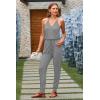 imagePRETTYGARDEN Womens Summer Casual One Piece Jumpsuits Spaghetti Strap Pants Romper 2025 Spring Vacation Resort OutfitsLight Grey