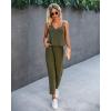 imagePRETTYGARDEN Womens Summer Casual One Piece Jumpsuits Spaghetti Strap Pants Romper 2025 Spring Vacation Resort OutfitsPure Army Green