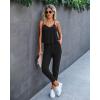 imagePRETTYGARDEN Womens Summer Casual One Piece Jumpsuits Spaghetti Strap Pants Romper 2025 Spring Vacation Resort OutfitsPure Black