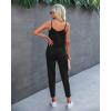 imagePRETTYGARDEN Womens Summer Casual One Piece Jumpsuits Spaghetti Strap Pants Romper 2025 Spring Vacation Resort OutfitsPure Black
