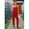 imagePRETTYGARDEN Womens Summer Casual One Piece Jumpsuits Spaghetti Strap Pants Romper 2025 Spring Vacation Resort OutfitsRed