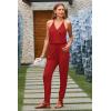 imagePRETTYGARDEN Womens Summer Casual One Piece Jumpsuits Spaghetti Strap Pants Romper 2025 Spring Vacation Resort OutfitsRed