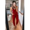 imagePRETTYGARDEN Womens Summer Casual One Piece Jumpsuits Spaghetti Strap Pants Romper 2025 Spring Vacation Resort OutfitsRed