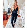 imagePRETTYGARDEN Womens Summer Casual One Piece Jumpsuits Spaghetti Strap Pants Romper 2025 Spring Vacation Resort OutfitsSolid Black