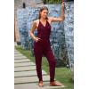 imagePRETTYGARDEN Womens Summer Casual One Piece Jumpsuits Spaghetti Strap Pants Romper 2025 Spring Vacation Resort OutfitsWine Red