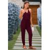 imagePRETTYGARDEN Womens Summer Casual One Piece Jumpsuits Spaghetti Strap Pants Romper 2025 Spring Vacation Resort OutfitsWine Red