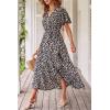 imagePRETTYGARDEN Womens Summer Floral Boho Maxi Dress Wrap Short Sleeve V Neck Ruffle ALine Flowy Wedding Guest Long DressesPrint Black