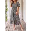 imagePRETTYGARDEN Womens Summer Floral Boho Maxi Dress Wrap Short Sleeve V Neck Ruffle ALine Flowy Wedding Guest Long DressesPrint Black