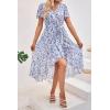 imagePRETTYGARDEN Womens Summer Floral Boho Maxi Dress Wrap Short Sleeve V Neck Ruffle ALine Flowy Wedding Guest Long DressesWhite Purple Floral