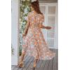 imagePRETTYGARDEN Womens Summer Floral Boho Maxi Dress Wrap Short Sleeve V Neck Ruffle ALine Flowy Wedding Guest Long DressesYellow Floral