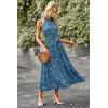 imagePRETTYGARDEN Womens Summer Floral Maxi Sun Dress Sleeveless Halter Neck Flowy Ruffle Hem Long Boho Dresses with BeltFloral Bright Blue