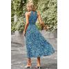 imagePRETTYGARDEN Womens Summer Floral Maxi Sun Dress Sleeveless Halter Neck Flowy Ruffle Hem Long Boho Dresses with BeltFloral Bright Blue