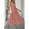 imagePRETTYGARDEN Womens Summer Floral Maxi Sun Dress Sleeveless Halter Neck Flowy Ruffle Hem Long Boho Dresses with BeltFloral Pink