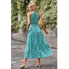imagePRETTYGARDEN Womens Summer Floral Maxi Sun Dress Sleeveless Halter Neck Flowy Ruffle Hem Long Boho Dresses with BeltFloral Sky Blue