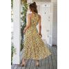 imagePRETTYGARDEN Womens Summer Floral Maxi Sun Dress Sleeveless Halter Neck Flowy Ruffle Hem Long Boho Dresses with BeltFloral Yellow