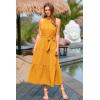 imagePRETTYGARDEN Womens Summer Floral Maxi Sun Dress Sleeveless Halter Neck Flowy Ruffle Hem Long Boho Dresses with BeltSolid Turmeric