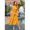 imagePRETTYGARDEN Womens Summer Floral Maxi Sun Dress Sleeveless Halter Neck Flowy Ruffle Hem Long Boho Dresses with BeltSolid Turmeric