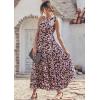 imagePRETTYGARDEN Womens Summer Floral One Shoulder Maxi Dress Knot Ruffle Boho Beach Vacation Wedding Guest Long DressesBlack Pink