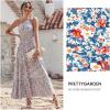 imagePRETTYGARDEN Womens Summer Floral One Shoulder Maxi Dress Knot Ruffle Boho Beach Vacation Wedding Guest Long DressesBlue White