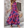 imagePRETTYGARDEN Womens Summer Floral One Shoulder Maxi Dress Knot Ruffle Boho Beach Vacation Wedding Guest Long DressesDark Blue Orange Floral